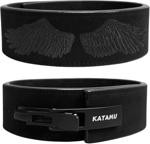 USPA & IPL Approved Katamu Lever Belt with 10mm & 13mm Leather Support | Premium Powerlifting Belt with Steel Lever Buckle for Squats & Deadlifts - Weight Lifting Belt for Powerful Strength Training