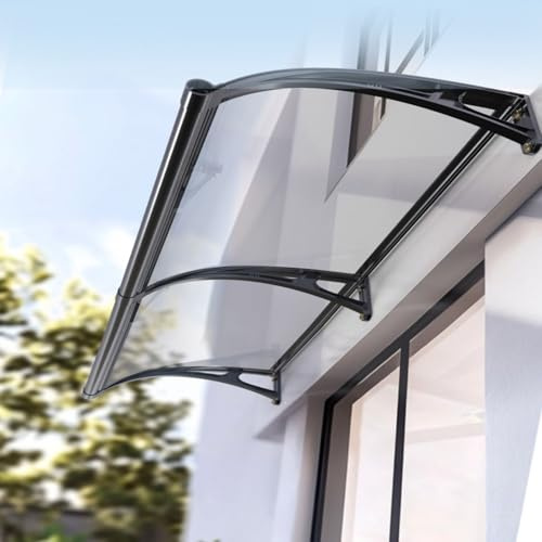 Marquise de Porte Exterieur, Auvent de Patio, Support en Alliage D'aluminium, Protection UV, Pluie Et Neige, Auvent en Polycarbonate pour Porte Et Fenêtre 80 100 120 200 300 cm(45x80cm)