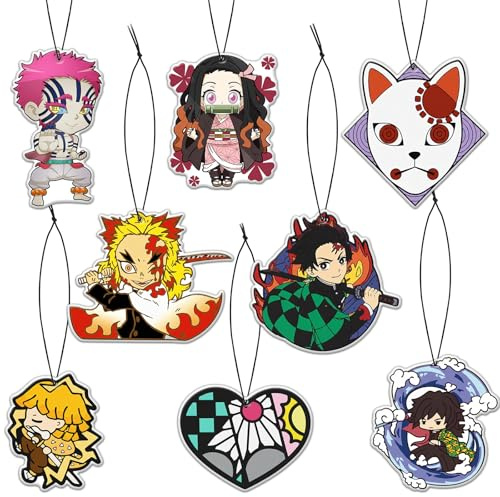 GTOTd Anime Car Air Freshener Card 8 Pack Lufterfrischer-Karte | Refreshing Ice Scent, Auto Rückspiegel Anhänger Anime Geschenk Hängende Anhänger Zubehör Christmas Dekor