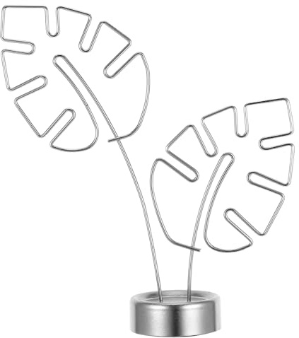 GALPADA Multifunktionaler Zettelhalter aus Edelstahl in Silber mit Stabilem Stand und Monstera Blatt Form als Eleganter Tischkartenhalter für Büro und Zuhause