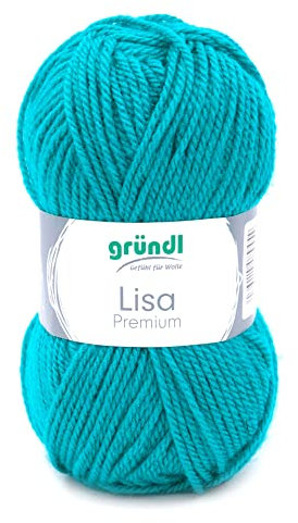 Gründl Lisa Premium Uni Garn, Acrylic, Petrol, 3,5-4,5 mm, 3,50-4,50 mm