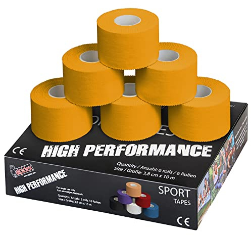 ALPIDEX Sport Tape 6 Rollen 3,8 cm x 10 m Fußball Handball Volleyball | Sporttape, Tapeverband, Boxen, Zinkoxid, hautfreundlich, wasserfest, atmungsaktiv, reißbar, Handgelenk, Sprunggelenk, Gelenk