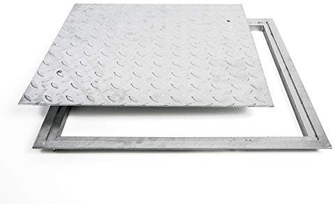 SA-60 Stahl Schachtabdeckung verzinkt begehbar 600 x 600 mm Tränenblech Schachtdeckel Deckel mit Rahmen Kanalschacht quadratisch eckig