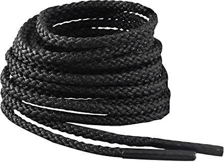 IRONLACE Unbreakable Round Bootlaces - Indestructible, Waterproof & Fire Resistant Boot & Shoe Laces, 1500-Pound Breaking Strength/Pair, Black, 96-Inch, 3.2mm Diameter, 1-Pair