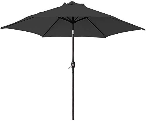Green Bay 2.5M Round Aluminium Garden Parasol Sun Shade Patio Outdoor Umbrella Canopy Crank Tilt Mechanism Black