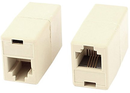 sourcing map RJ11 Coupler Connectors, 2 Pcs RJ11 6P4C Female to Female Telephone Extender Line Connector, Straight Jack Coupler Joiner Telephone Extension F/F Adapter, Beige