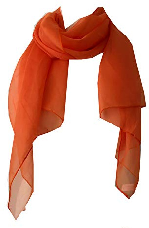 Bufanda Anaranjada Lisa de la Gasa. - Plain Orange Chiffon Style Scarf Thin Pretty Scarf.