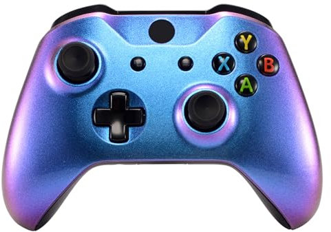 eXtremeRate Front Hülle Case für Xbox One S&X, Custom Glossy Skin Cover Vorderseites Gehäuse Faceplate Shell Ersatzteile für Xbox One S/X Controller Modell 1708-Chamäleon Lila Blau