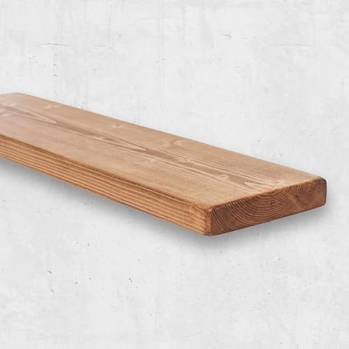 Chill House Flat Rustic Floating Shelf 9x2 inches, 160cm long - Natural Oak Finish Reclaimed Wood Floating Shelves for Wall Decor, Rustic Wooden Shelves for Bedroom, Living Room, Kitchen, or Bathroom