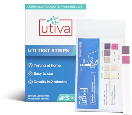 Utiva UTI Test Strips – Home Test Kit for Urinary Tract Infection – Clinically Accurate Results in 2 Minutes – Urine Test Strips for Women and Men, 3 Individual at Home UTI Tests