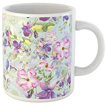 Awowee Coffee Mug Beautiful Watercolor Spring Flowers Violet Pansy and Wild Roses 11 Oz Ceramic Tea Cup Mugs Best Gift Or Souvenir For Family Friends Coworkers