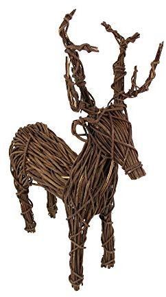 FRANK FLECHTWAREN Figur Rentier - Rustikale Weihnachtsdekoration - Geflochtene Zweige auf Metallrahmen - Höhe: 76 cm