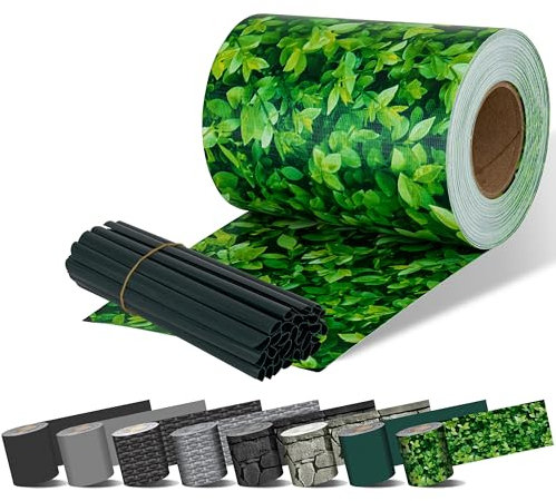 KESSER® PVC Sichtschutzstreifen Sichtschutz Rolle Doppelstabmatten Zaun Blickdicht 70m x 19 cm | 60 Befestigungsclips | Wetterfest Windschutz | Zaunfolie Sichtschutz Garten Gartenzaun Efeu