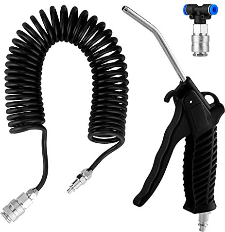 SHEENO - Pistola di soffiaggio dell'aria 5 m, aria compressa, tubo a spirale, tubo flessibile per camion per la pulizia della polvere, presa (4 x 6 mm)