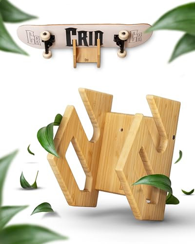 CRID Skateboard Wandhalterung aus Bambus - Universal Halterung für Skateboard, Longboard, Snowboard, Wakeboard, Balance-Board, Wakeskate - Inklusive Montagekit - Deutsche Marke - Für jedes Brett