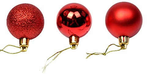 Bodhi2000 24 Stück Christbaumkugeln, Kunststoff farbige Kugeln, Galvanik hängende Kugeln, Home Party, Hochzeit, Weihnachtsbaumschmuck, Rot