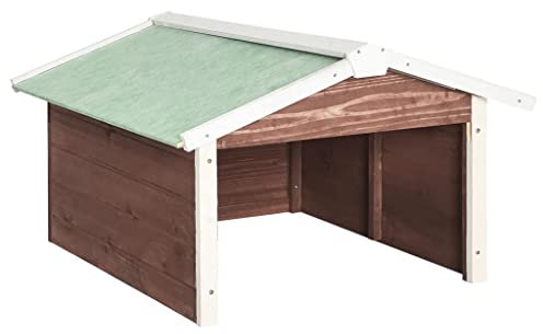 vidaXL Tannenholz Mähroboter Garage Dach Unterstand Überdachung Rasenmäher Überdachung Holzgarage Rasenroboter 72x87x50cm Mocca Weiß