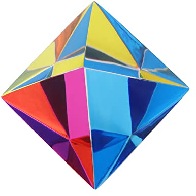 ZhuoChiMall CMY Color Orthoctahedron, 46mm (1.8 inch) Regular Octahedron Prism for Home or Office décor, STEM/STEAM Desktop Toys Easter Basket Stuffer for Kids