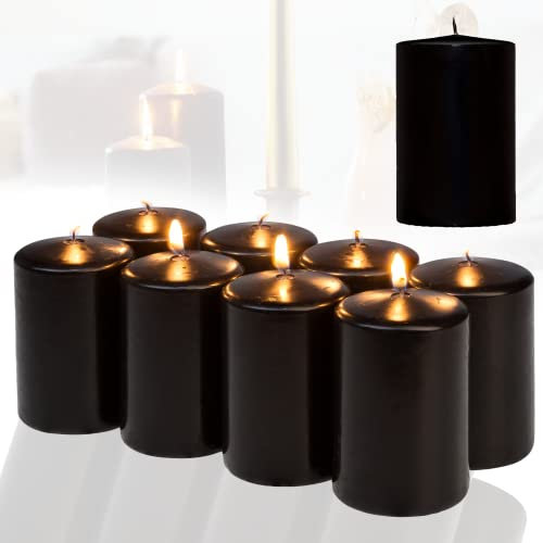 Candelo Lot de 8 bougies pilier de Noël - Noir - 4,8 cm x 8 cm - Guirlande de Noël - Décoration de Noël