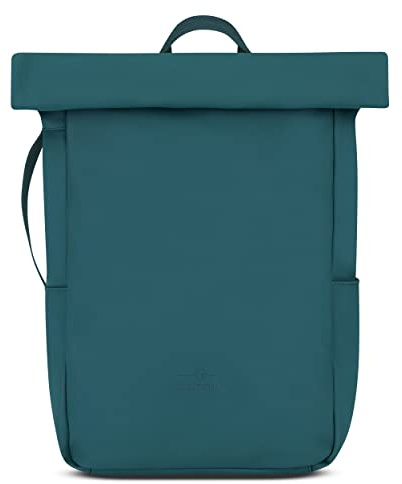 JOHNNY URBAN Sac À Dos Roll Top Femmes & Hommes Bleu - Henry - Sac À Dos pour Un Usage Quotidien - Déperlant, Flexible et avec Compartiment pour Ordinateur Portable 16 Pouches - Pliable en PU Mat
