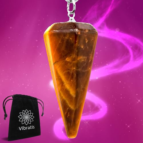 Vibratis Pendule Divinatoire de Radiesthésie Pierre OEIL DU TIGRE forme Cône taille M