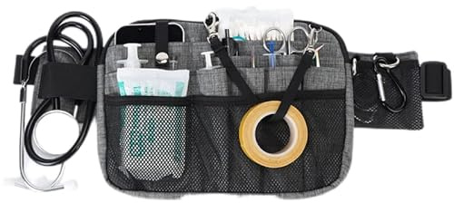 Nurse Utility Organizer Fanny Pack Hip Bag Waist Pack Pouch Case with Multi-Compartment and Tape Holder for Medical Scissors Care Kit Tool (Gray)