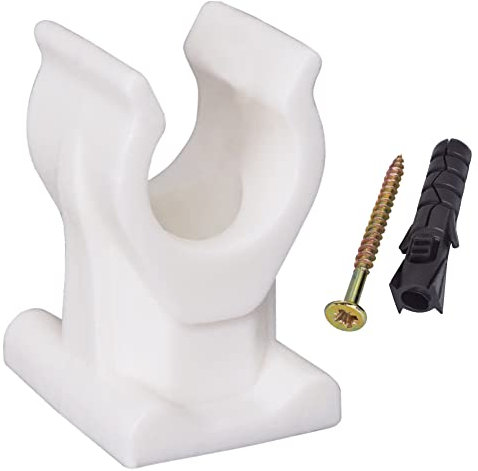 SKIR'CO (10 Pezzi) Clip per Tubi da 10 mm - Morsetti in Plastica, Ganci Tipo U, Clip Bianche