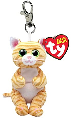 TY Beanie Bellies Clips Bague Porte-clés en Peluche, Mangue Le Chaton avec Les Yeux Verts Paillettes, Les Animaux en Peluche avec Le Ventre Doux 12 cm T43112
