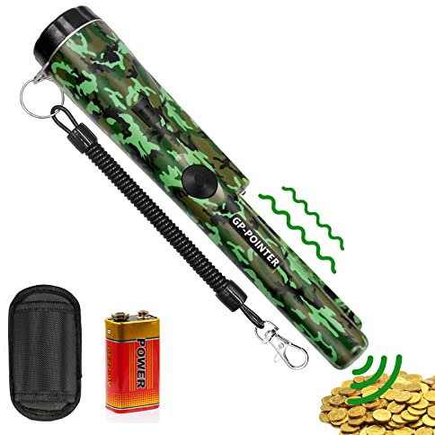 Metalldetektor Pinpointer 360°Scan Tragbar Metallsuchgerät IP66 Wasserdichter Pin Pointer Metallsucher mit 9V Batterie für Goldmünze Hunt, Relikte, Schmuck (Camouflage)