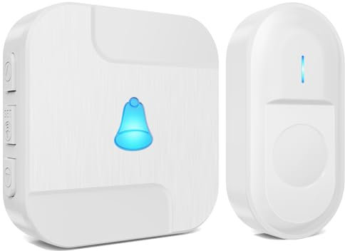 Wireless Doorbell, Door Bells Wireless Cordless Battery Operated Plug in Waterproof Door Chime Kits at 1,000ft Long Range with 55 Chimes, 5-Level Volume, LED Light