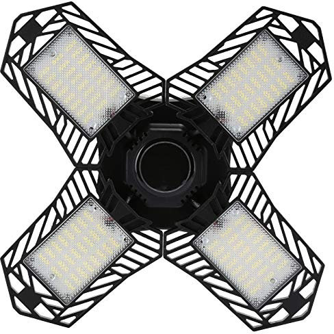 Haofy E27/E26 Garagenbeleuchtung, 150 W, LED-Garagenbeleuchtung, 15000 Lm, 6500 K, Vierflügelige LED-Garagendeckenleuchten, Wasserdichte, Verformbare Bergbaulampe, 85–265 V,