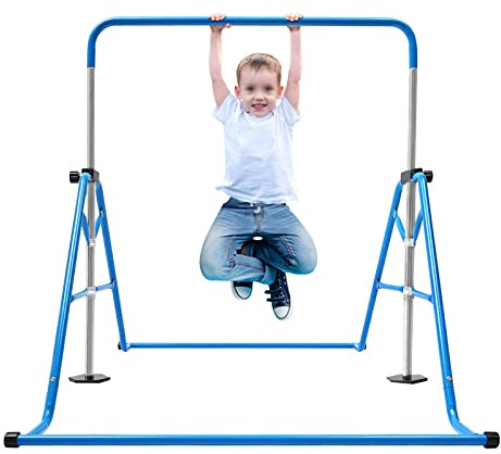 AOAPUMM Turnreck Gymnastik Kinder Garten Reck Reckanlage Turnstangen Horizontale Training Bar Trainingsgeräte Outdoor Fitness Höhenverstellbar (Blau)
