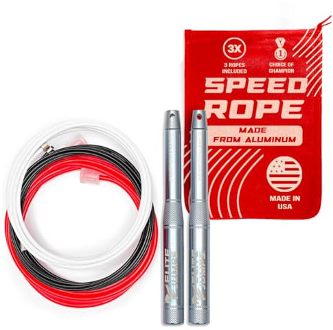 Elite Jumps Sports Performance Springseil-Set – Hochleistungs-Speed-Seil für Workouts – Aluminium 16,5 cm lange Griffe – Springseil für Fitness, Aerobic und Cardio-Training