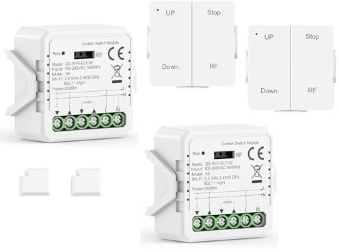 Interruttore Tapparelle WiFi con Telecomando RF, Modulo Interruttore Wifi per Tapparelle Elettriche, Compatibile con Alexa e Google Home, 600W Con Funzione Percentuale (2)