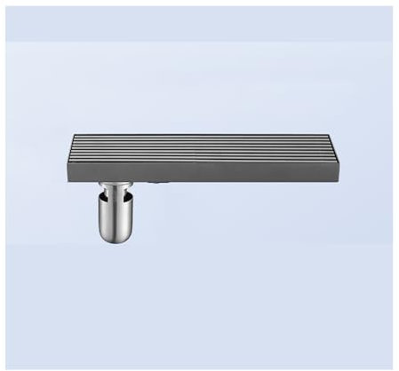 WRJAHCG Bodenablauf Mit Ventilkern,Edelstahl Rechteck Duschrinne,Siphon Ablaufrinne Mit Gitter Panel E Haarsieb,Side Drainage,8 * 30cm