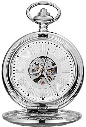 LVUNZJCA Herrfickur klassisk vintage brons manuell mekanisk fickur för män och kvinnor silver för födelsedag, SILVER, En storlek