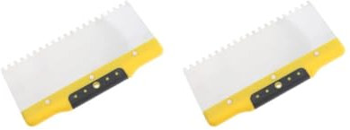 2 Set Drywall Trowel Notched Spreader Plastering Toothed Spatula Plastering Trowel 250mm, Yellow Black