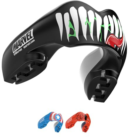 Marvel Venom Sports Mouthguard for Braces, One Size Remouldable Gum Shield with Case for Boxing, MMA, Rugby, Martial Arts, Judo and All Contact Sports