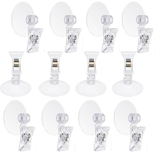 RXKFIGX 12 Pièces Ventouse avec Pince d'Aspiration Murale en Plastique Transparent - Clip Multifonction avec Crochet