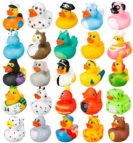 Halinuia 25 Stück Gummi Badeenten Bunt Gummiente Schwimmer und Bade Enten Rubber Duck Kinder Badewannenspielzeug Niedlich Gummi Ente für Kinder Babydusche Kindergeburtstagpartys Strand und im Pool