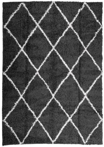Tidyard Teppich Bambusmatte Wohnzimmerteppich Badezimmerteppich Bambusteppich rutschfest für Wohnzimmer,Läufer Küchenteppich Flurteppich Shaggy Hochflor Modern Schwarz und Creme 120x170 cm