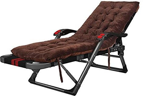 Klappbarer Gartenliegestuhl, verstellbare Sonnenliege, mit Baumwollpolster und Kopfstütze, bequemer Stoff, tragbarer Loungesessel für den Balkon zu Hause im Freien (178 × 67 × 25 cm) (Farbe: Schwarz)