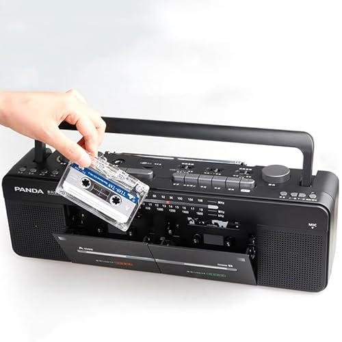 Retro Boombox Kassettenspieler Recorder mit AM/FM Radio, Double Tape Player - FM/SW/WM Radio, MP3/U Disk, TF-Kartenwiedergabe - Klassischer Stil & Ein-Klick-Aufnahme/Transkription