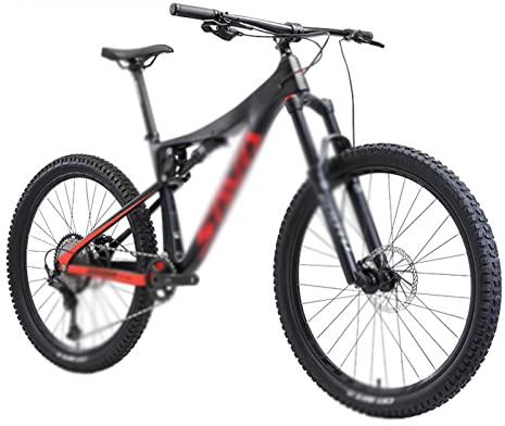 HJUGHPN Bikes Mountain Bike Carbon Frame Mountain Bike with Dual Double Suspension Soft Tail Mtb