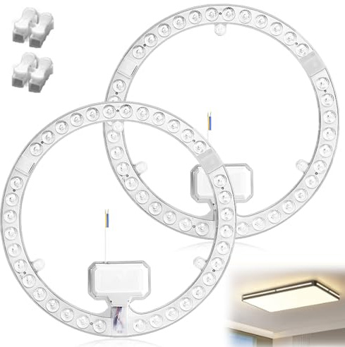Modulo LED Kit di conversione 2 Pack: 3 tipi di illuminazione regolabile, modulo LED da 36W per plafoniere, scheda di conversione con magneti di supporto, scheda di ristrutturazione per plafoniera, 23