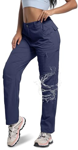 WENRONSTA Women's Hiking Cargo Pants Lightweight Quick Dry Waterproof UPF 50+ Camping Fishing Travel Outdoor Work Pants Navy XS