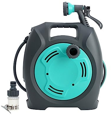 Gartenschlauchhalter, tragbarer Schlauchwagen, Halterung für Gartenwasserleitungen, Schlauchwagen-Organizer für den Außenbereich, geeignet für die meisten Wasserhahntypen, mit 10 m langem Schlauch u