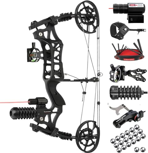 ZSHJGJR Kit Arco Composto da Caccia Adulti / 20 Doppio Uso per Frecce & Palle Acciaio/Potenza Regolabile 40-70 lbs/Velocità 330 FPS/Nero Destro-Mancino (Set 1)