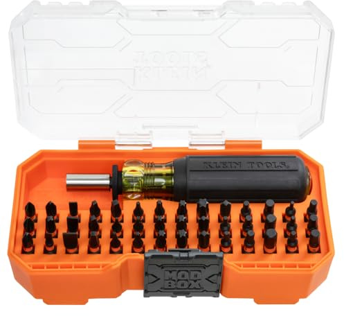Klein Tools 33803 ProFlex 42-Bit Impact Driver Bit Set with Modular Case, S2 Steel, Magnetic, Adjustable Screwdriver