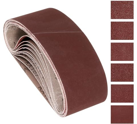 Kozelo 12 Pcs Sanding Belts 76mm x 457mm 60/80/120/150/240/400 Grit | Aluminum Oxide Abrasive Belt Sander Paper for Belt Sander Metal Grinding Wood Working and Weld Rust Removal